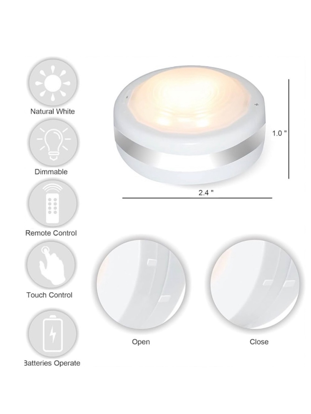 6 Pack LED Puck Lights with Remote Control - Picture 2 of 8